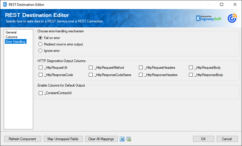 SSIS Constant Contact REST Destination - Error Handling